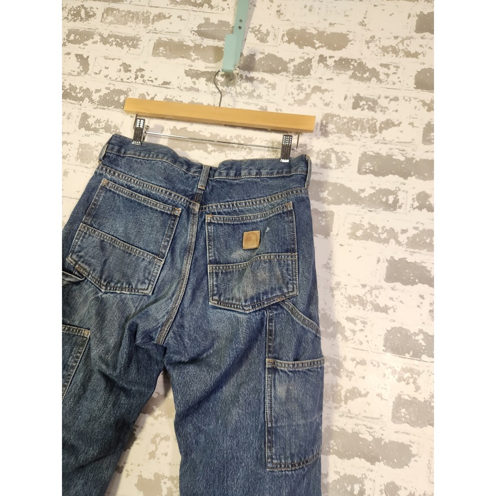 BERNE Mens Carpenter Jeans Size 30x30 Blue Denim Red Flannel Lined Workwear Pant - Picture 12 of 16